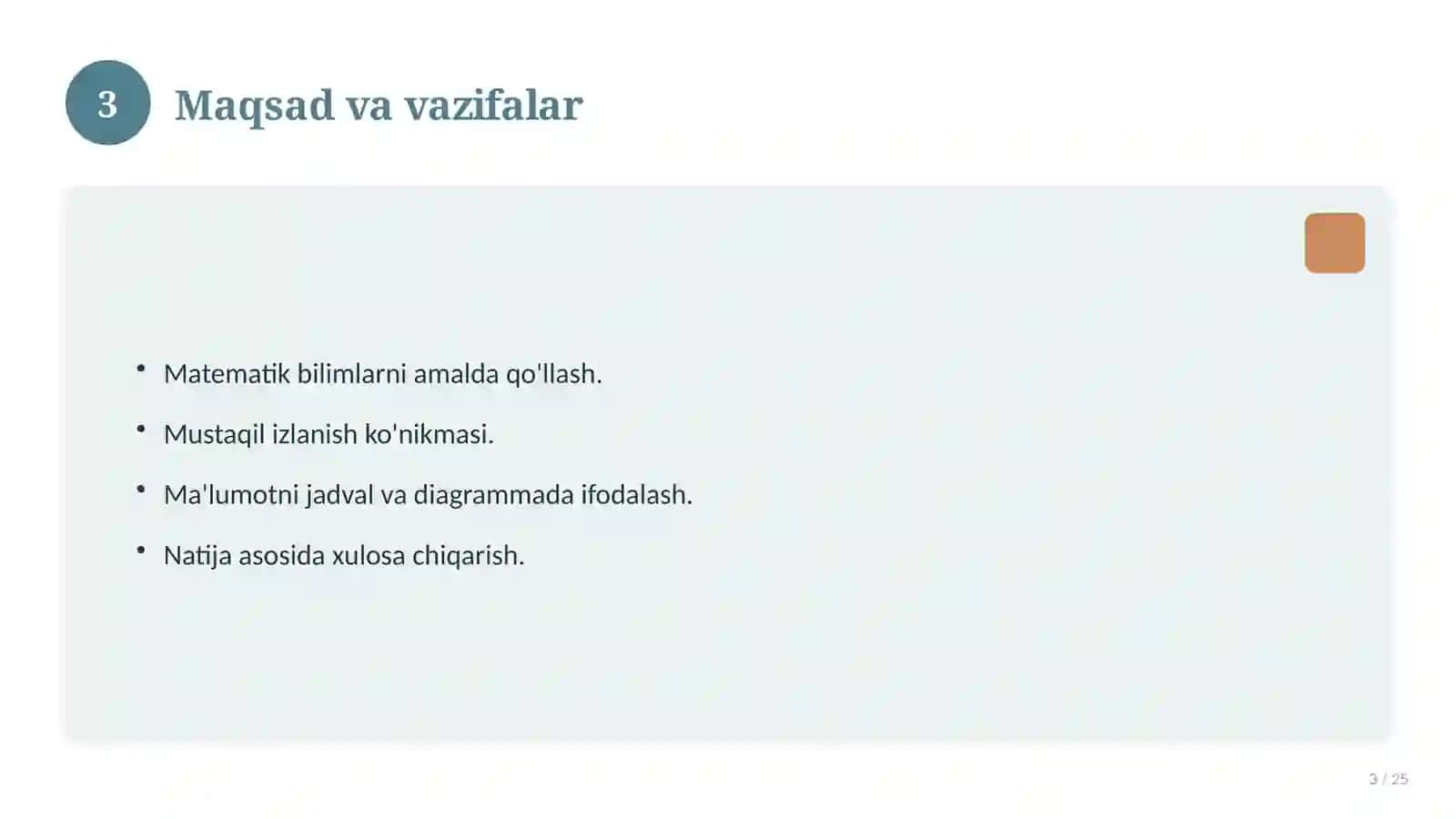 7-sinf matematika fanidan Loyiha ish 3