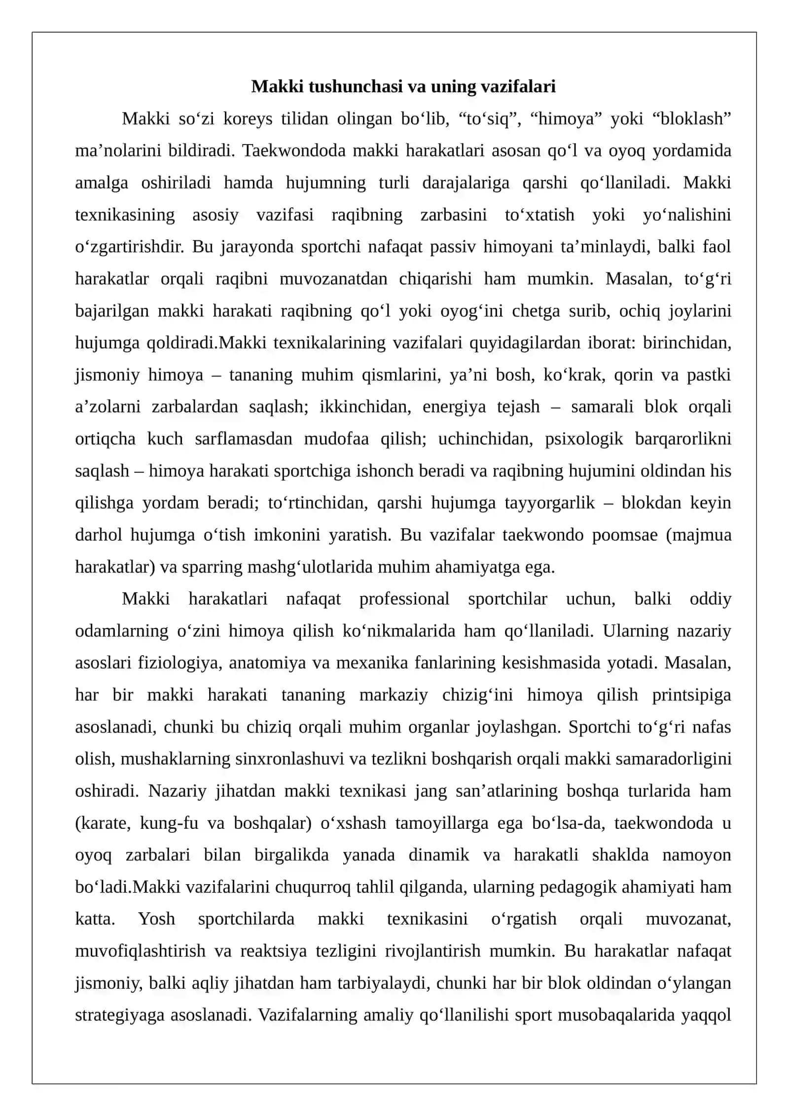 Makki (Himoya usullari) taekvondo 3