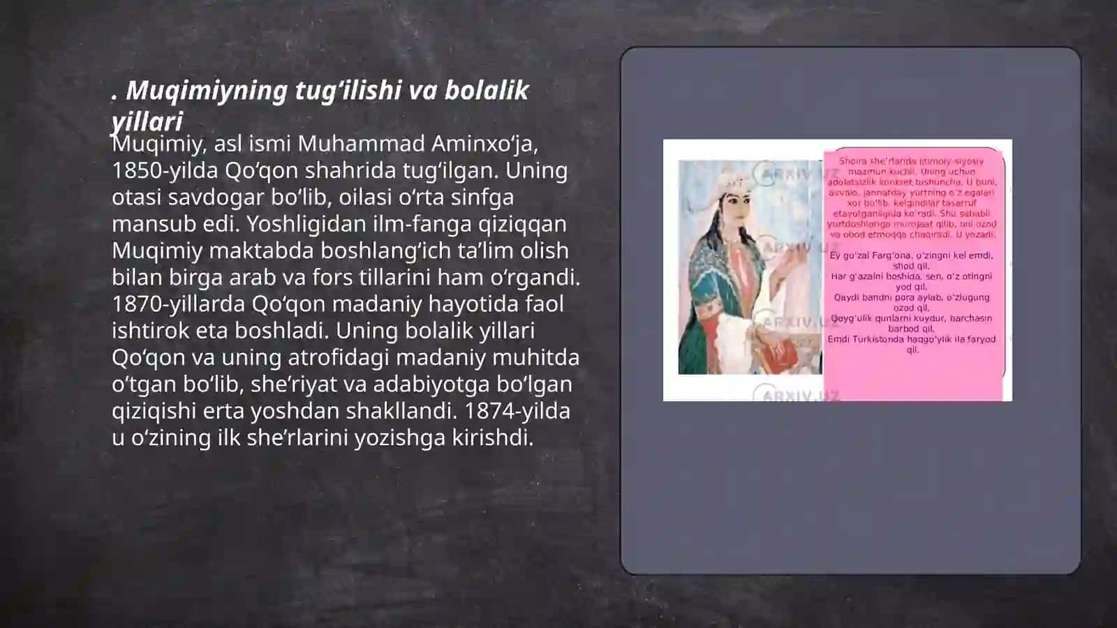 Muqimiy hayoti va ijodi 3