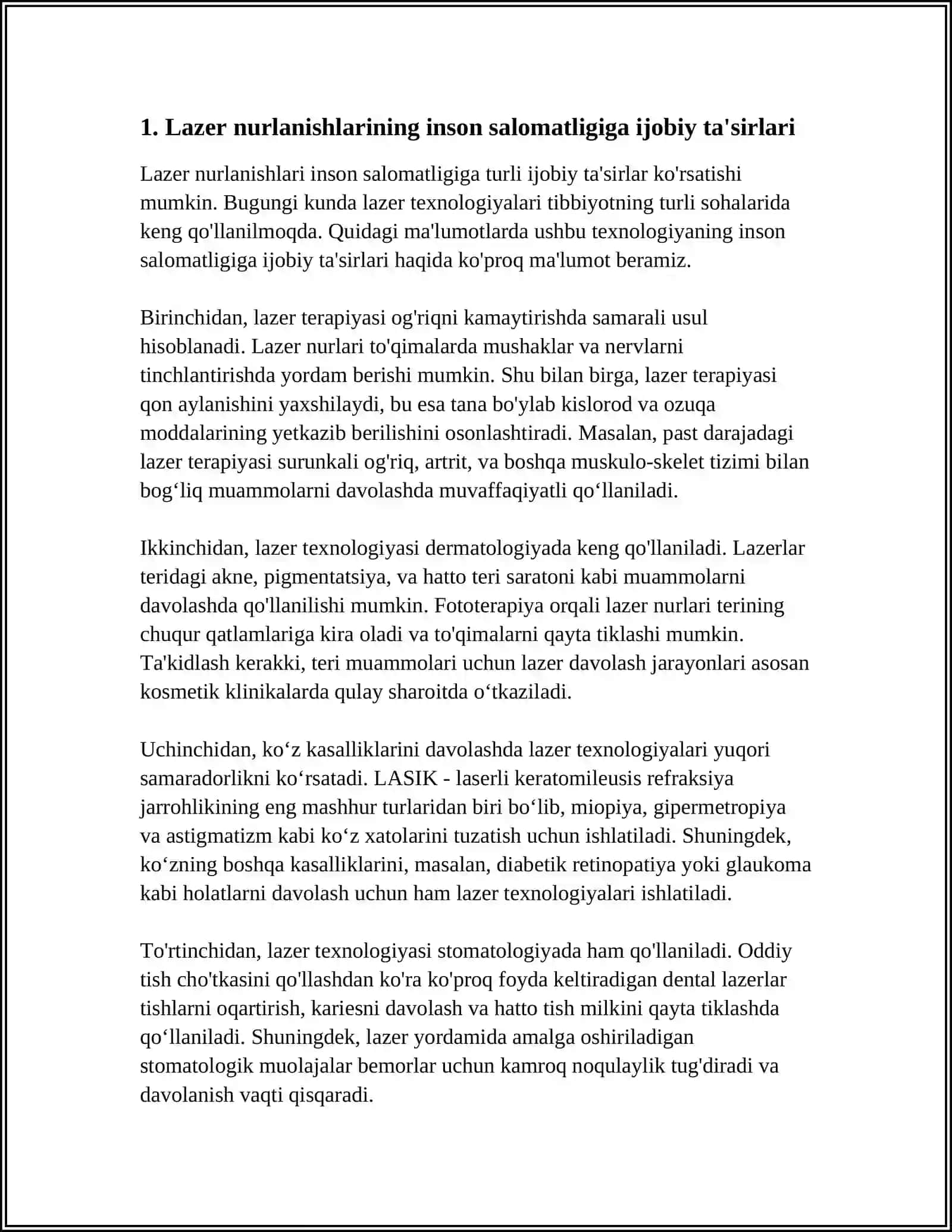 LAZER NURLANISHLAR INSONGA FOYDASI VA ZARARI 3