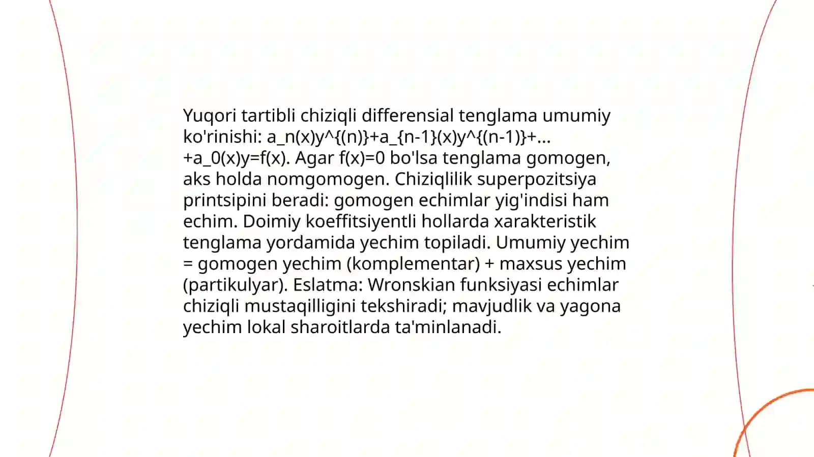 Yuqori tartibli differensial tenglamalar 3