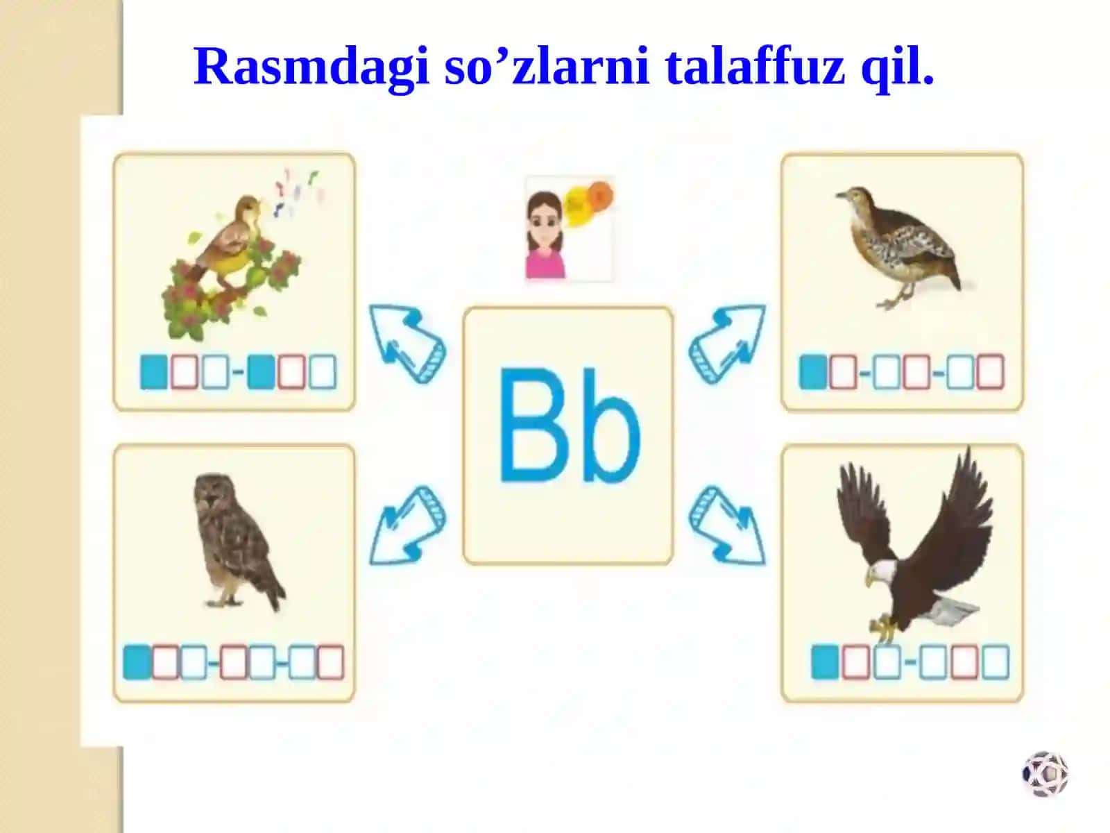 “Bb tovushi va Bb harfi ” mavzusi asosida dars taqdimoti 3