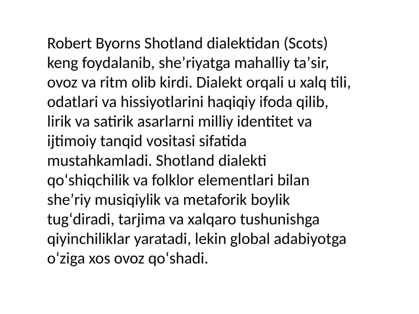 Ingliz va shotland sheʼriyati. Robert Byorns ijodi 3