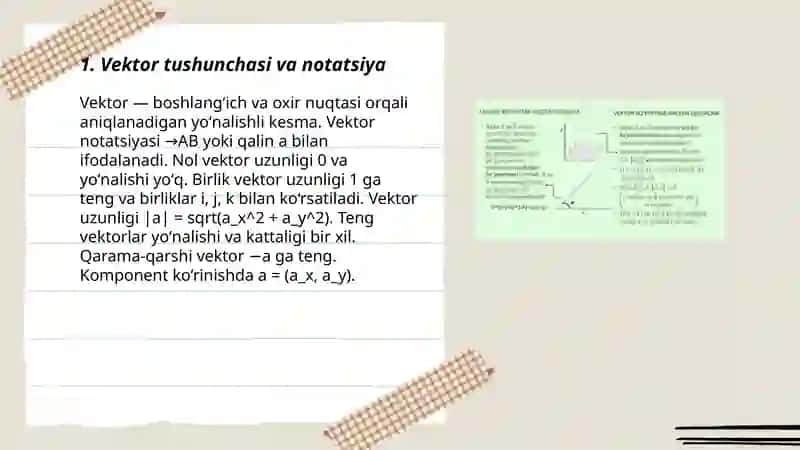 Vektorlar. Vektorlar ustida amallar 3