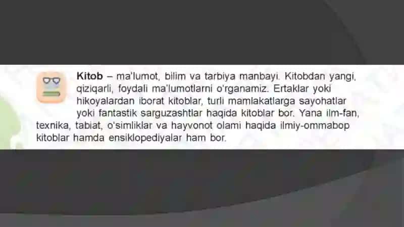 Kitob bilan do'stlashish 3