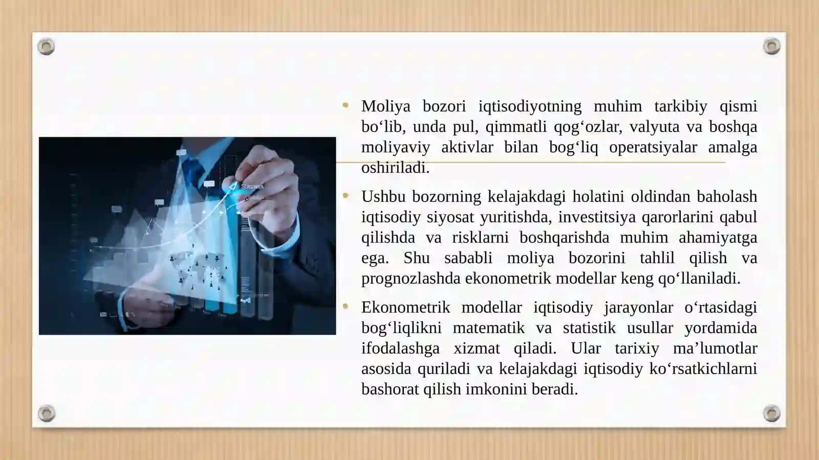 Moliya bozorini prognozlashda qo‘llaniladigan ekonometrik modellar. 3