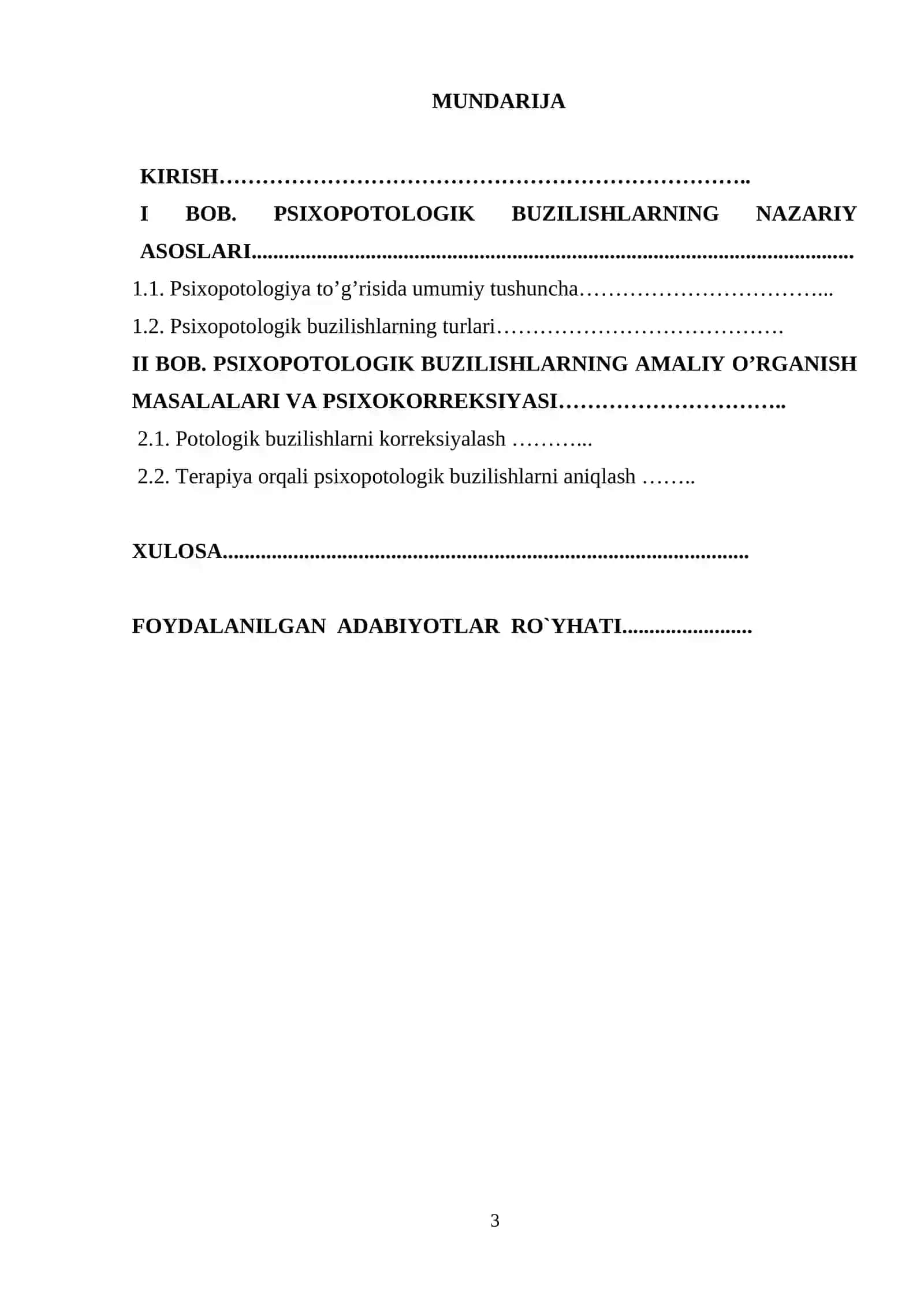 Psixopotologik buzilishlar 3