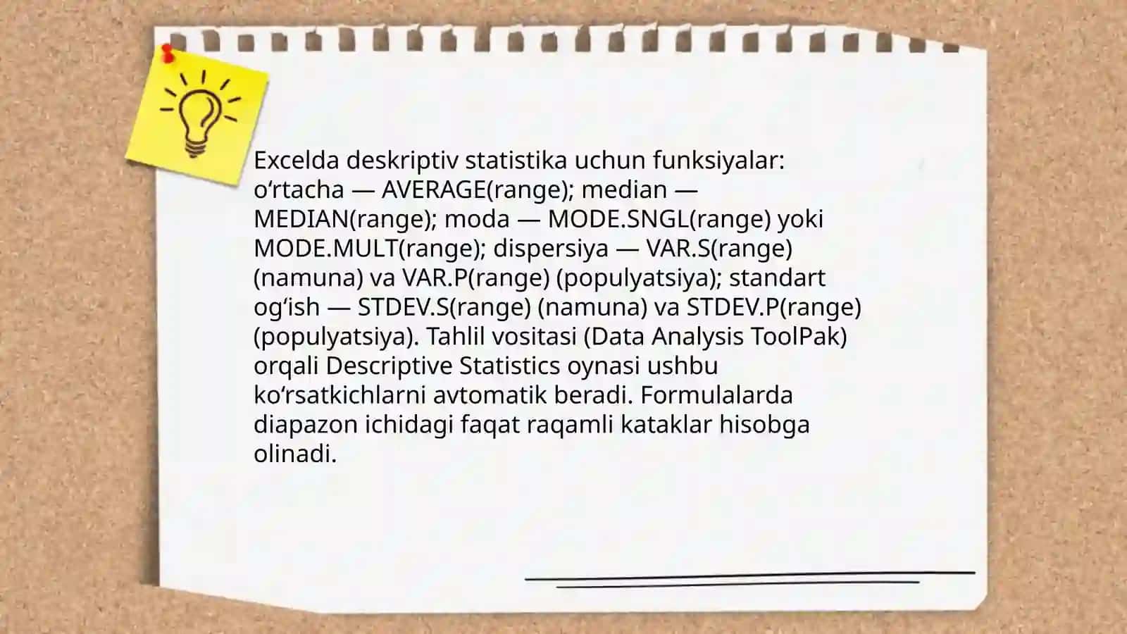 Microsoft Office Excel kompyuter dasturida statistik tahlil qilish 3