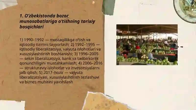 Oʻzbekistonda bozor munosabatlarining rivojlanishi 3