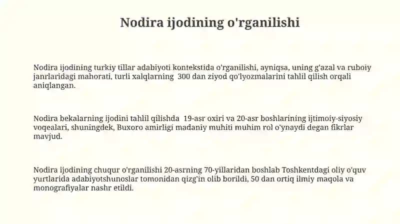 Nodira hayoti va ijodi, merosi va janrlari 3