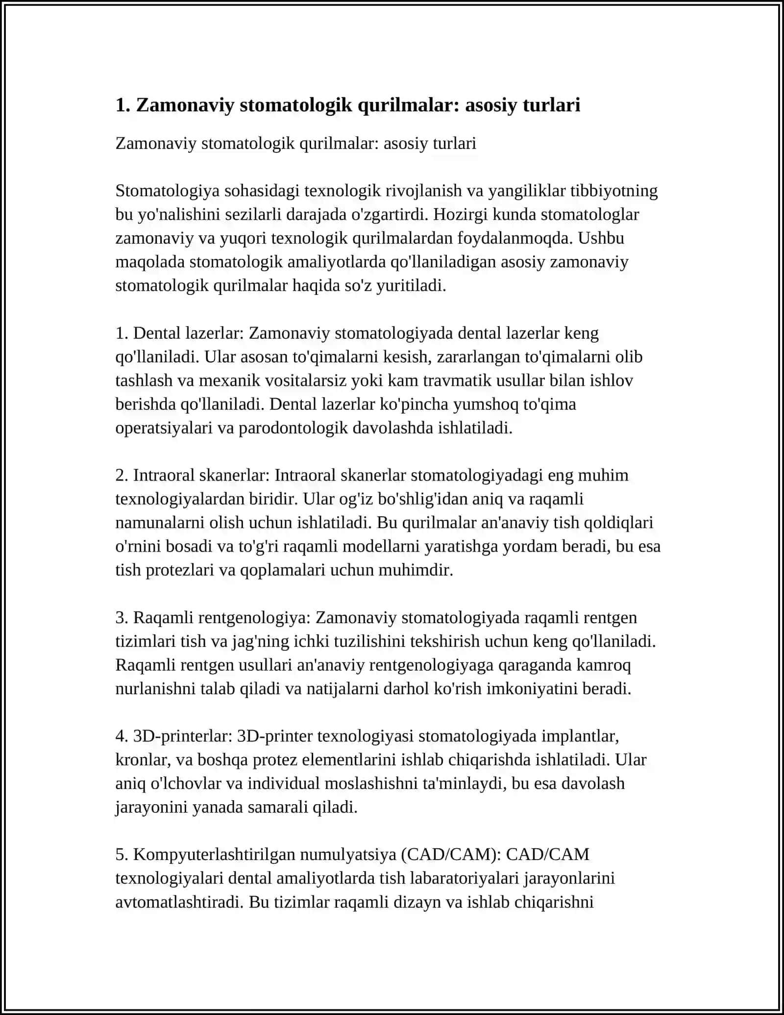 ZAMONAVIY STOMATOLOGIK QURILMALAR. TASNIFI XUSUSIYATLARI 3