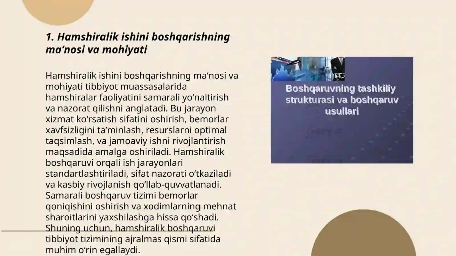 Hamshiralik ishini boshqarish asoslarining xususiyatlari 3