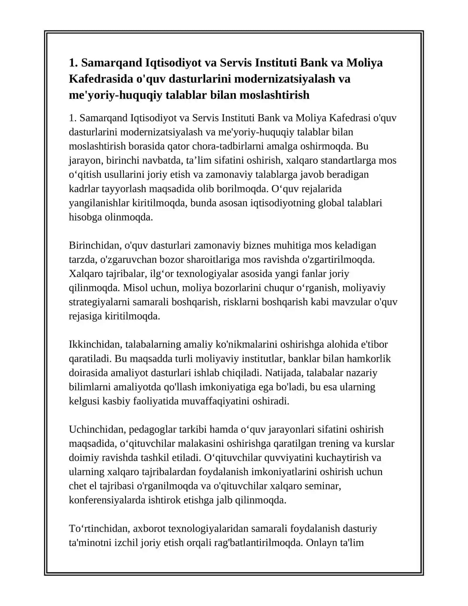 Samarqand Iqtisodiyot va Servis Instituti Bank va Moliya Kafedrasi 3