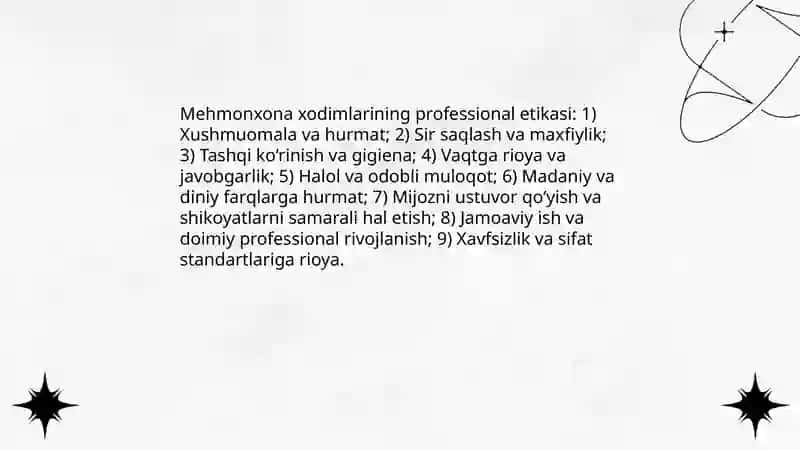 Mehmonxona xodimlarining professional etikasi 3