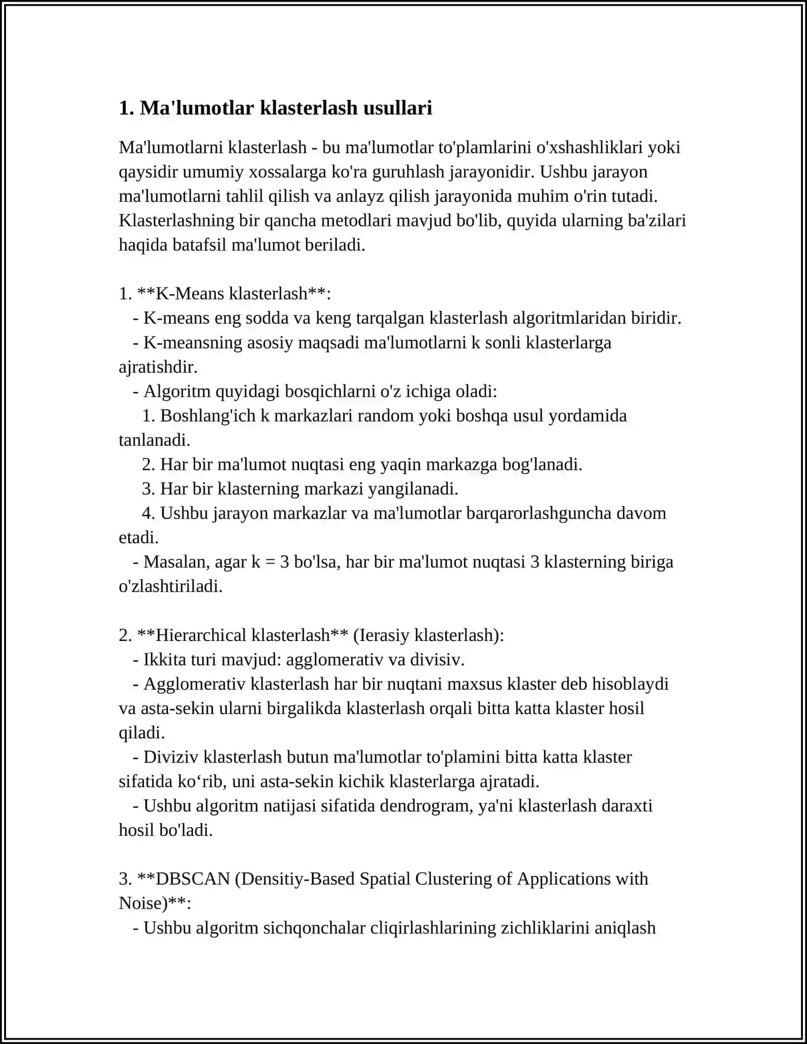 KLASTERLAR YORDAMIDA SINFLASH ALGORITMI 3