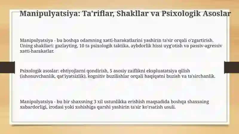 Muloqot pozitsiyalari va manipulatsiya 3