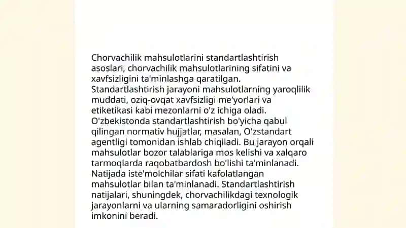 Chorvachilik mahsulotlari standartlashtirish 3