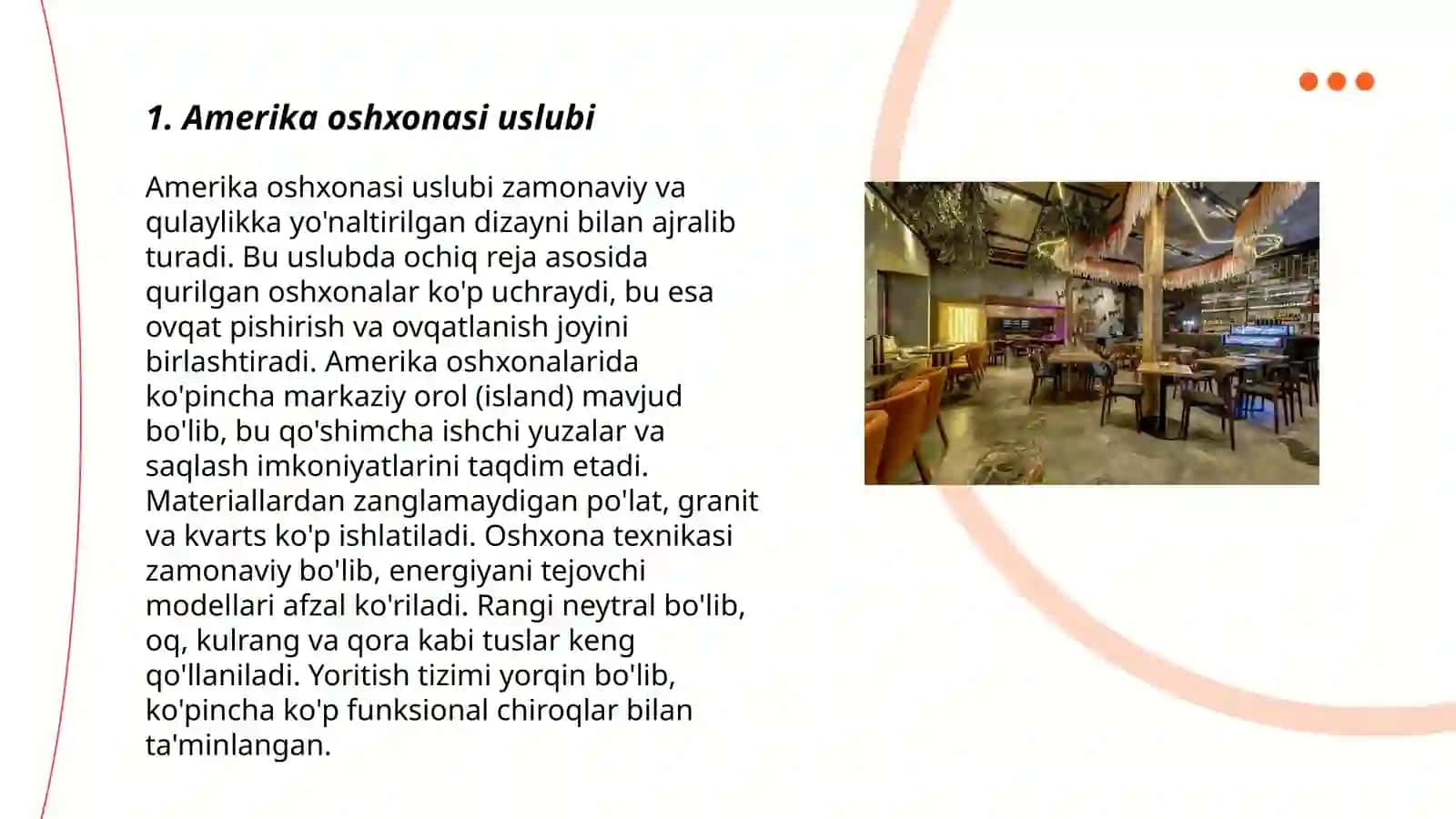 Amerika oshxonasi uslubi 3