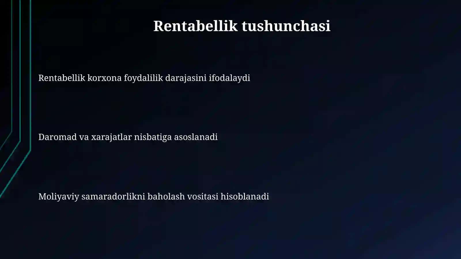 Rentabellik koʻrsatgichlari 3