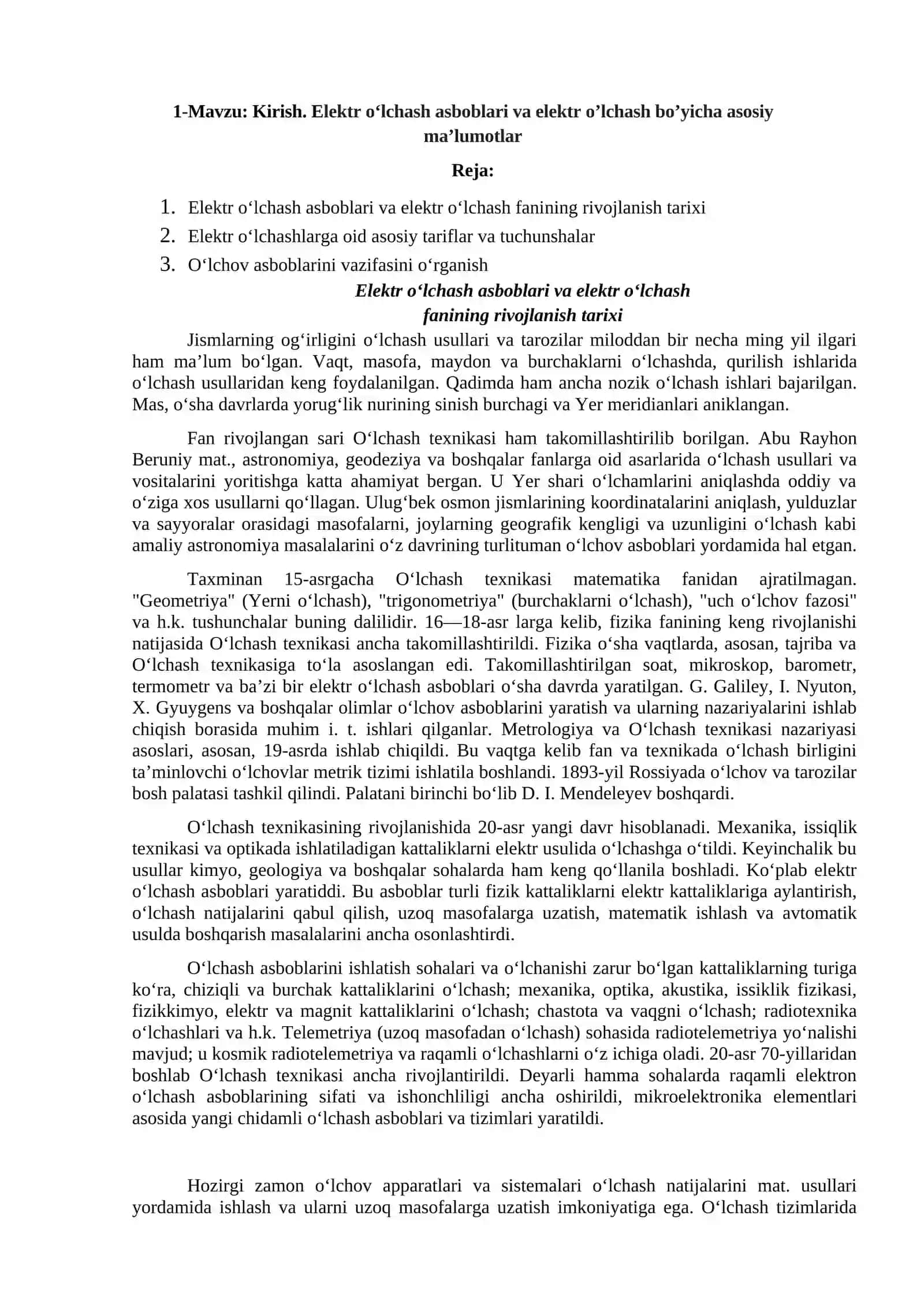 Kirish. Elektr o‘lchash asboblari va elektr o‘lchash bo’yicha asosiy ma’lumotlar 3