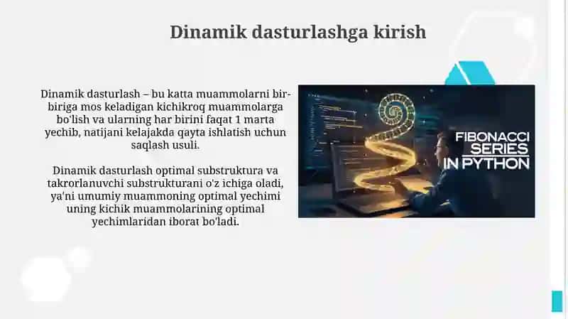 Dinamik dasturlashni oqitish.Fibonacci sonlari va boshqa rekurrent masalalrini C# bilan dasturlash 3