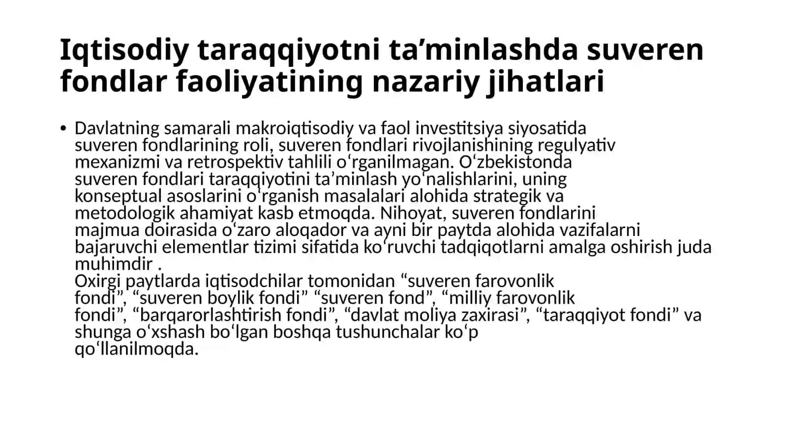 MOLIYA BOZORIDA SUVEREN FONDLAR 3