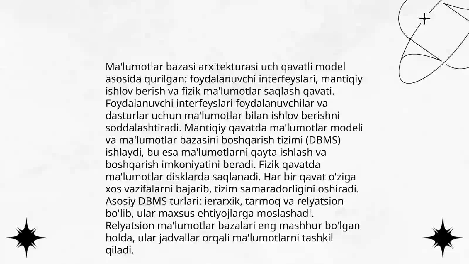 Ma'lumotlar bazasi administratorlash va xavfsizligini ta'minlash 3
