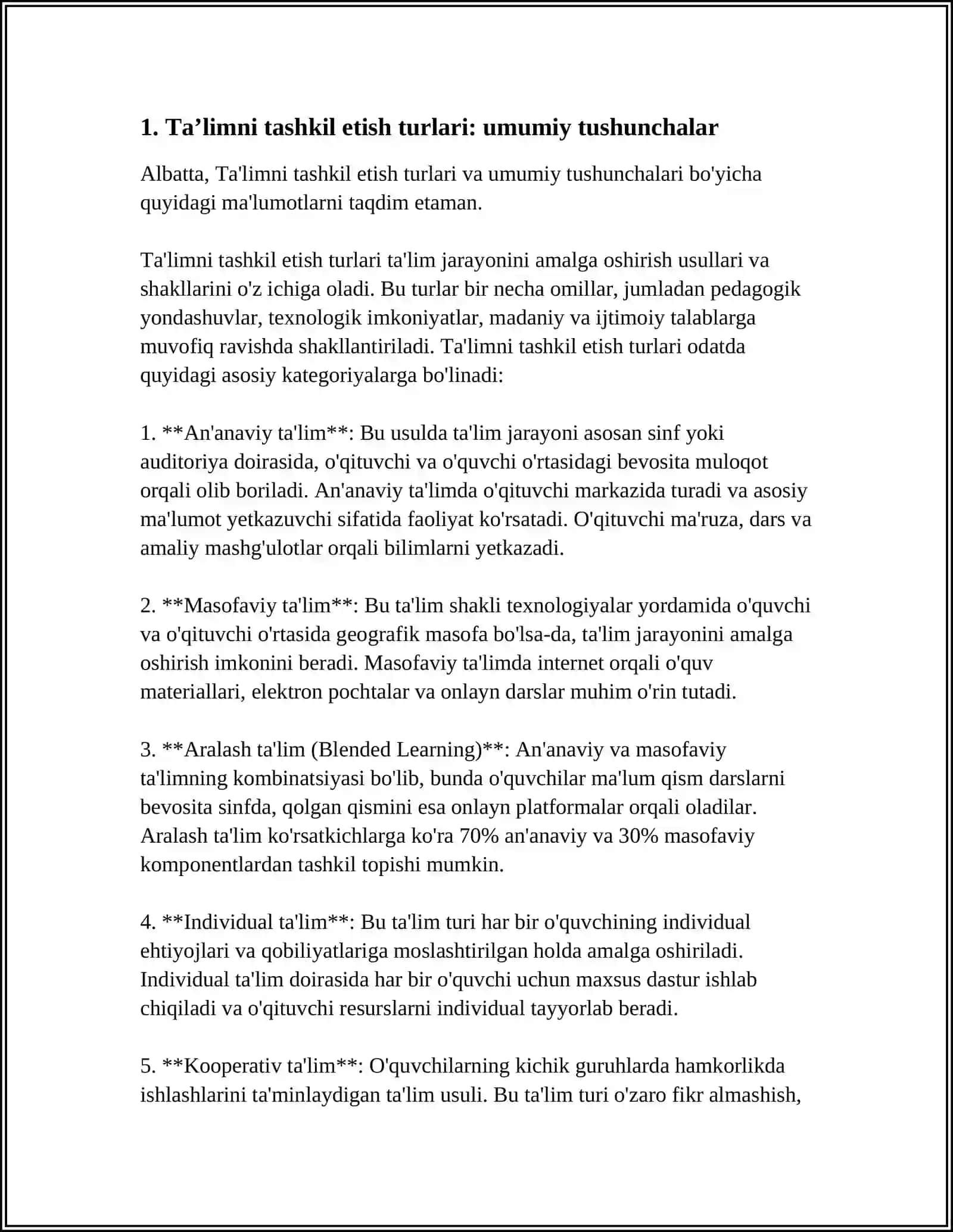 TA'LIMNI TASHKIL ETISH TURLARI VA SHAKLLARI 3