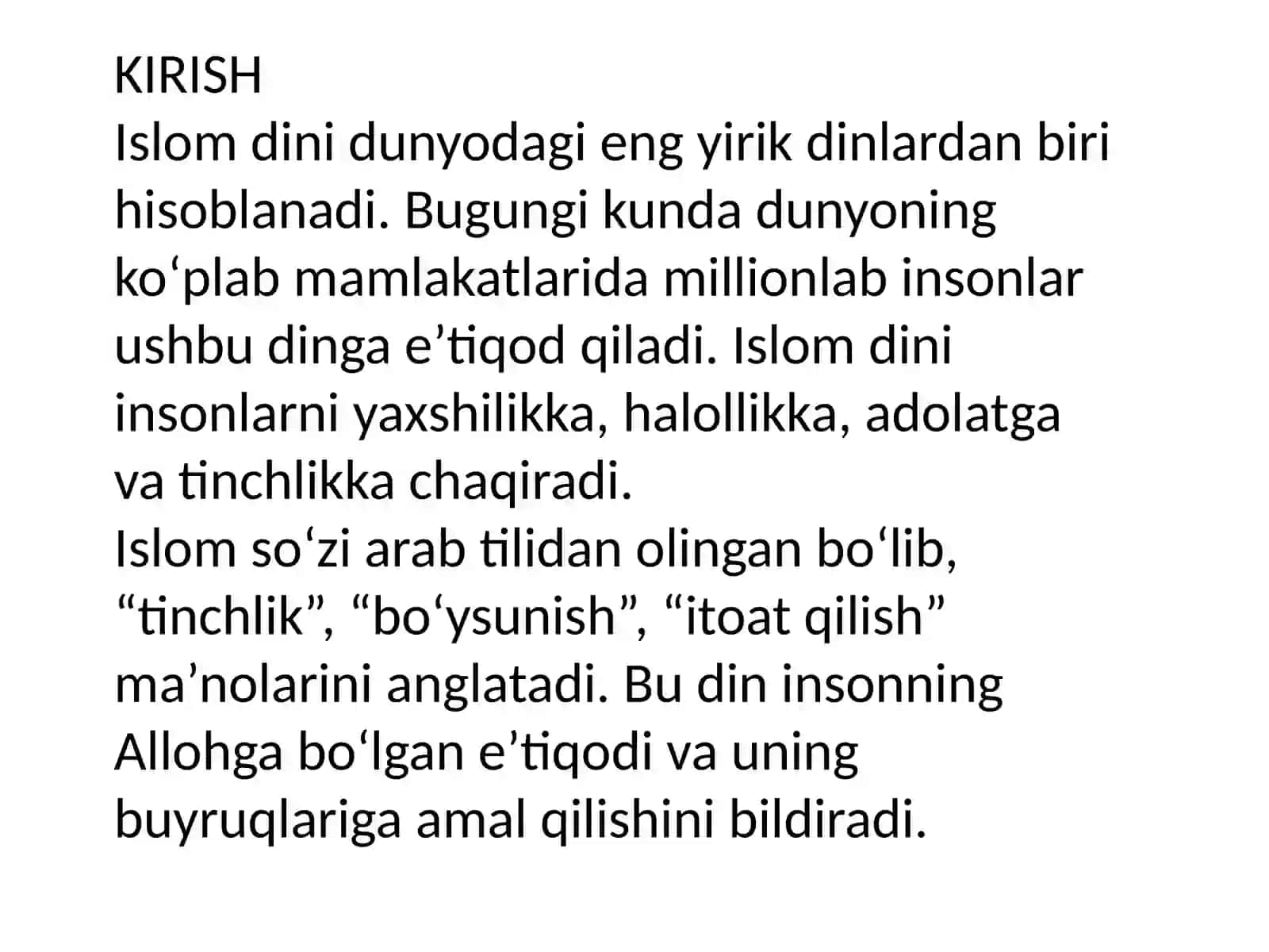 ISLOM DININING TARIXI VA MOHIYATI Mavzusida Referat 3
