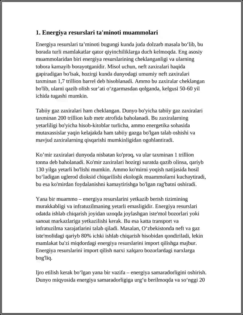 Energiya resurslari ta'minoti muammolari 3