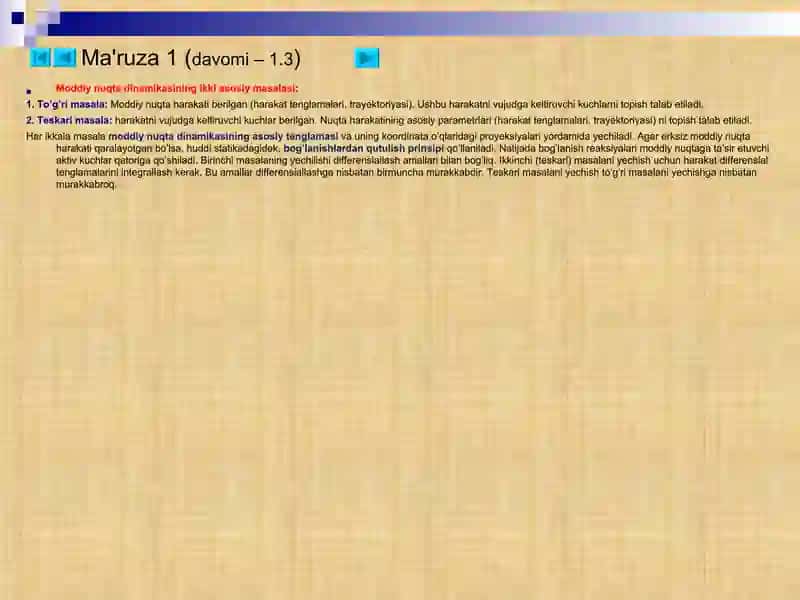 Ma'ruza2.Dinamikaning ikki asosiy masalasi 3