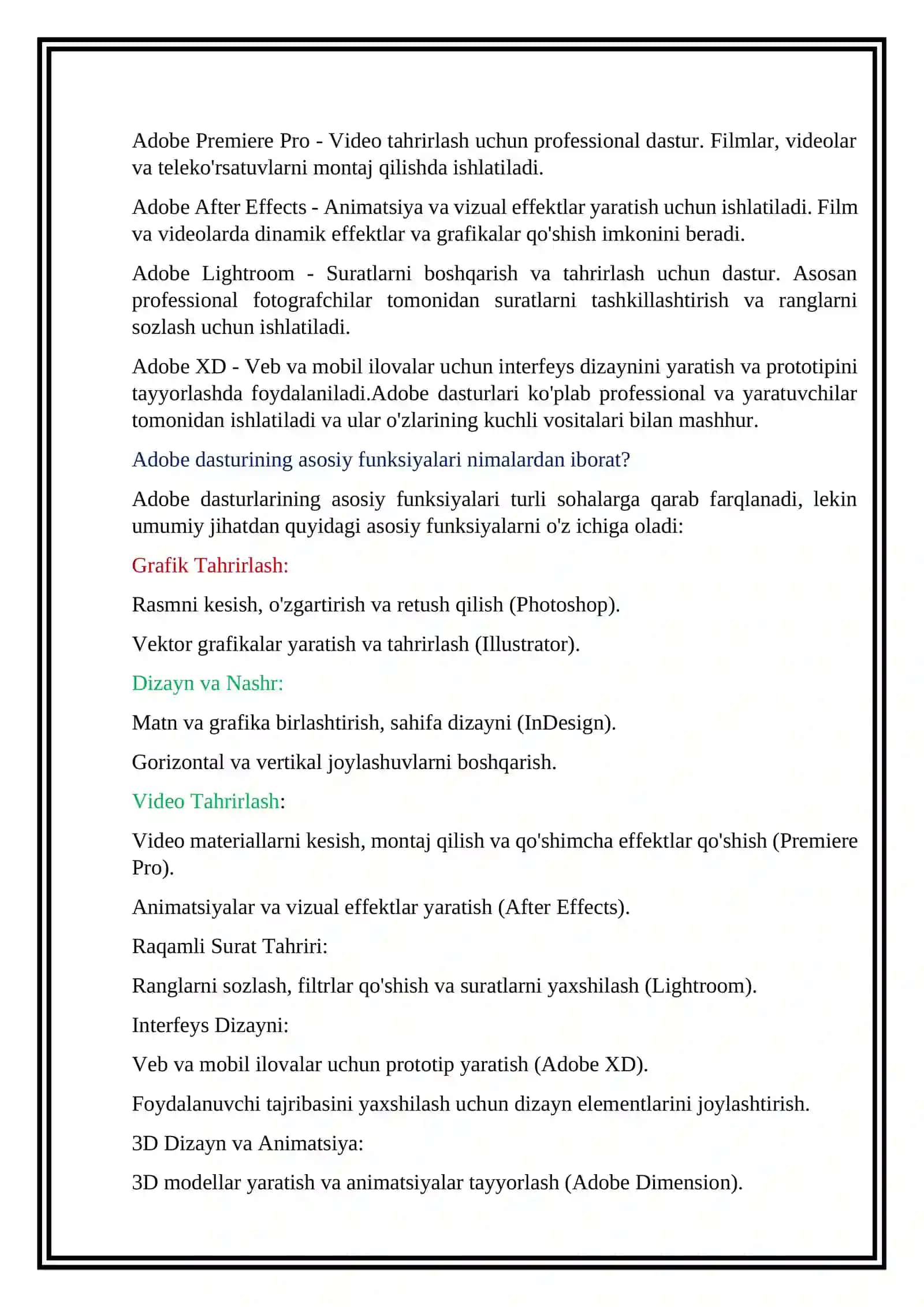 Vektor grafika dasturlari haqida malumot: 3