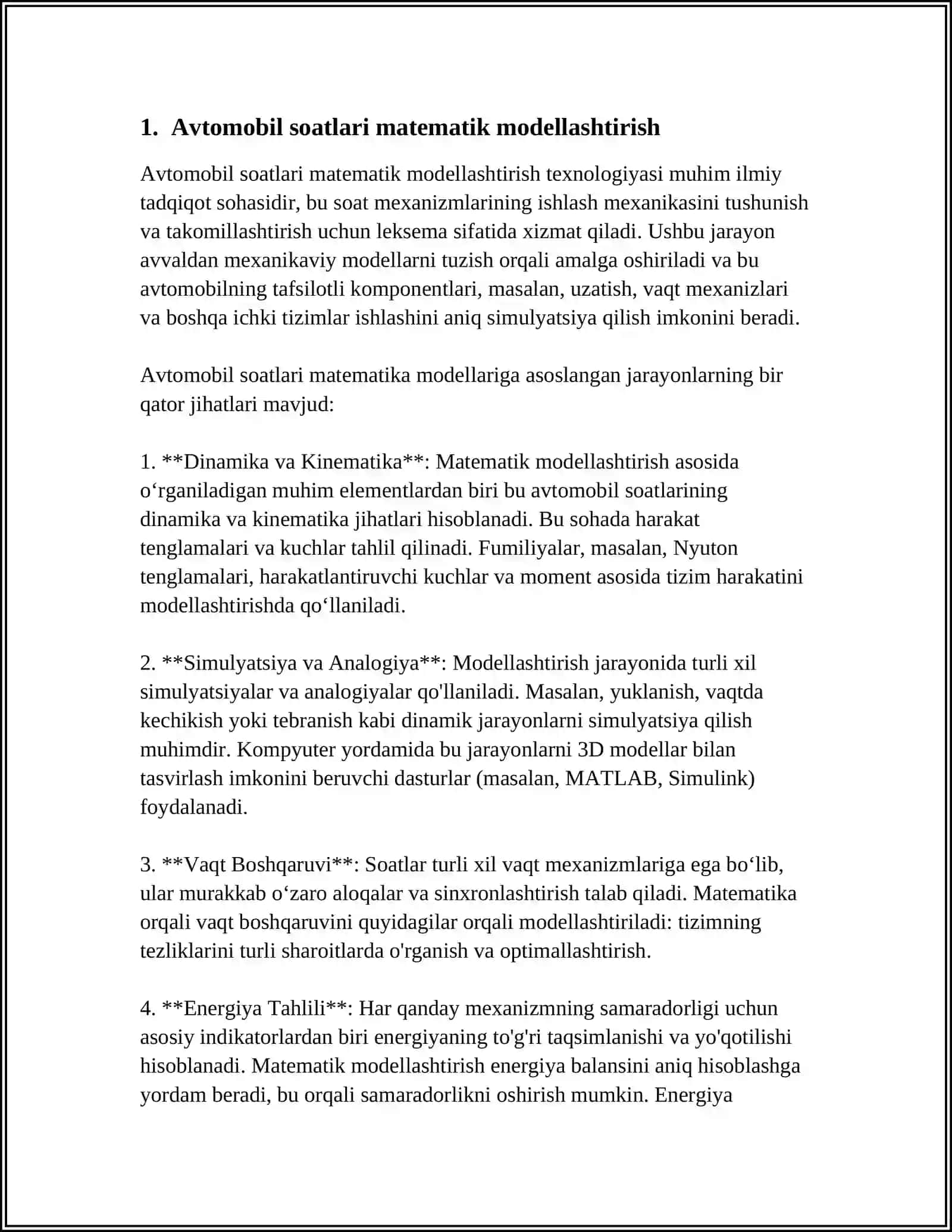 AVTOMOBILLARNI SOAT JADVALINI TUZISH ALGORITMLARI 3
