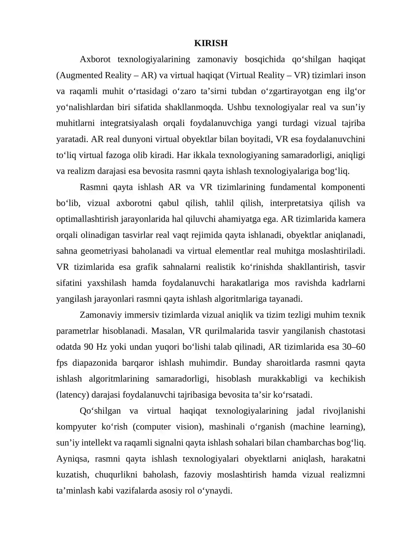 Qo‘shilgan haqiqat (AR) va virtual haqiqat (VR)da rasmni qayta ishlashning o‘rni 3