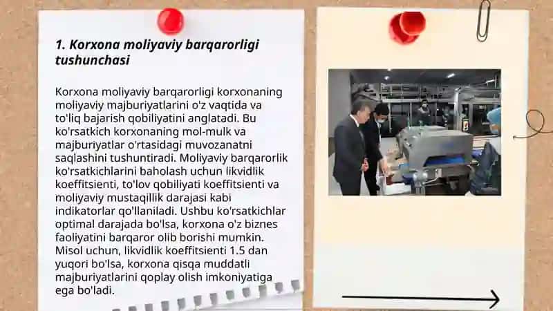 Korxonaning moliyaviy barqarorligi tahlili 3