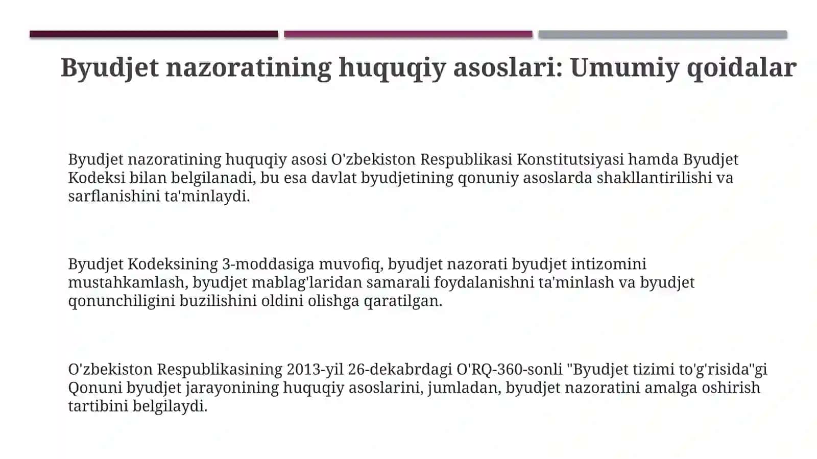 Byudjet nazoratining huquqiy asoslari 3