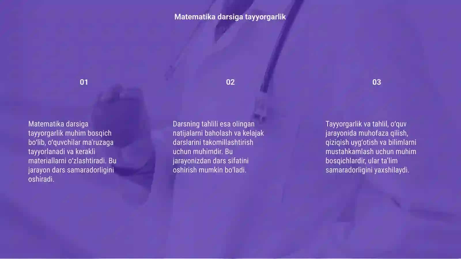 Matematika darsiga tayyorgarlik va darsning tahlili 3
