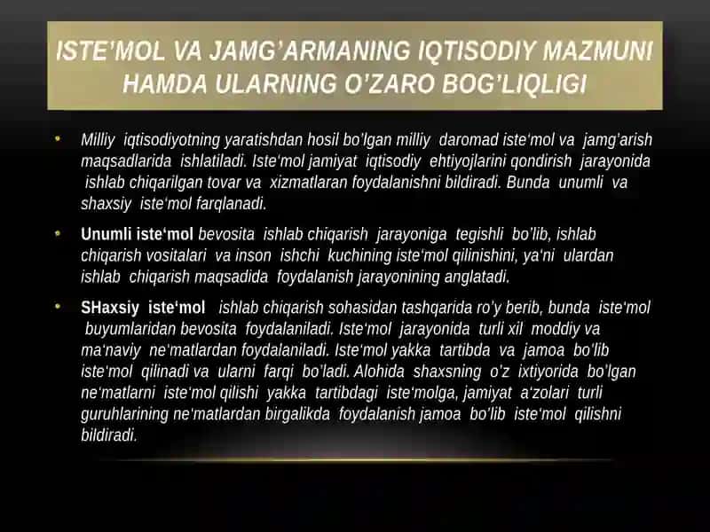 Iste’mol, jamg’arma, investitsiyalar 3
