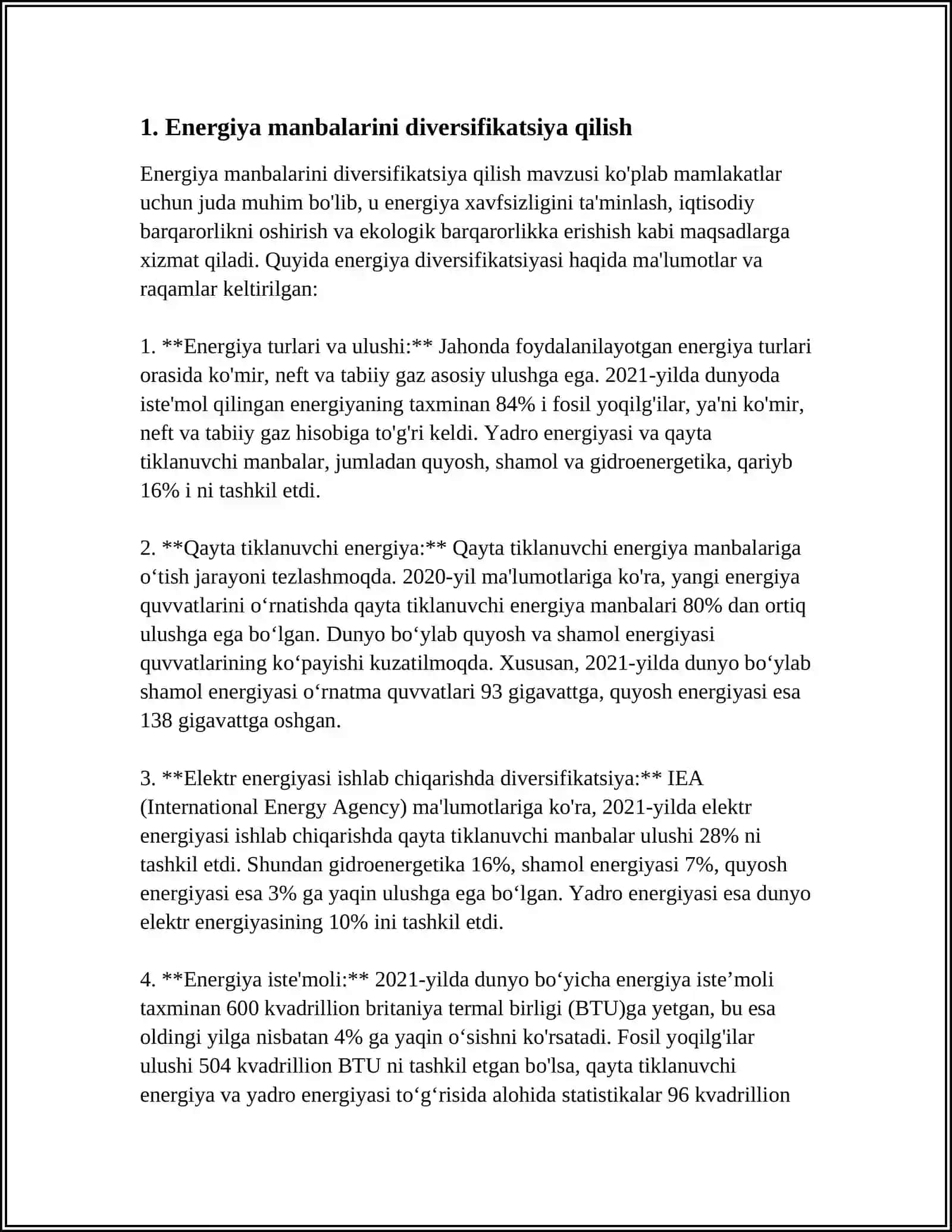 Energiya manbalarini diversifikatsiya qilish 3