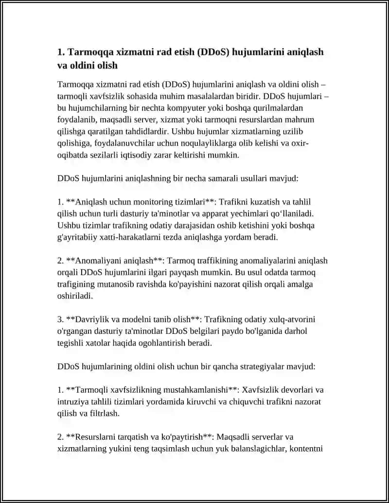 KOMPYUTER TARMOQ HUJUMLARINI ANIQLASH VA ULARNING OLDINI OLISH 3