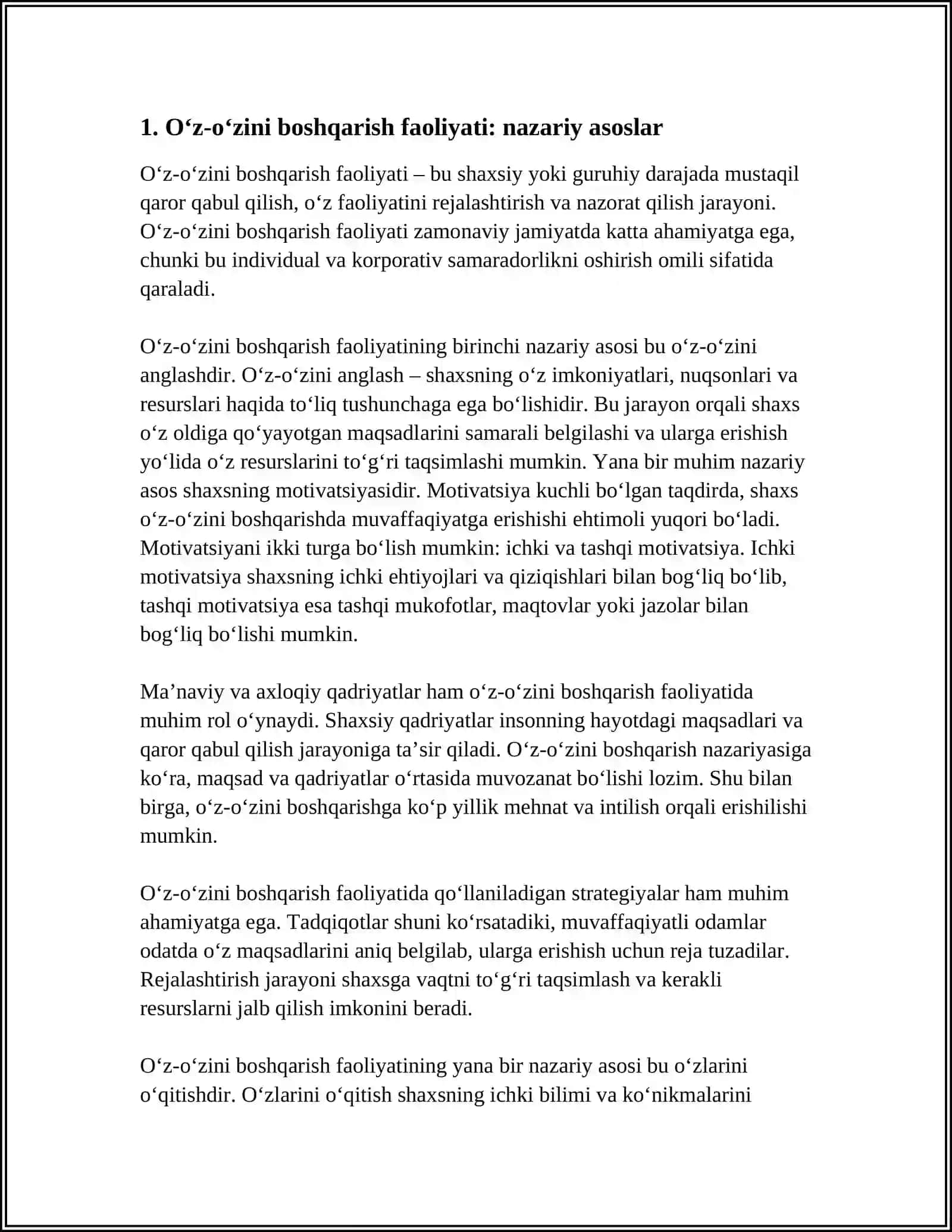 OʻZ-OʻZINI BOSHQARISH FAOLIYAT SIFATIDA 3