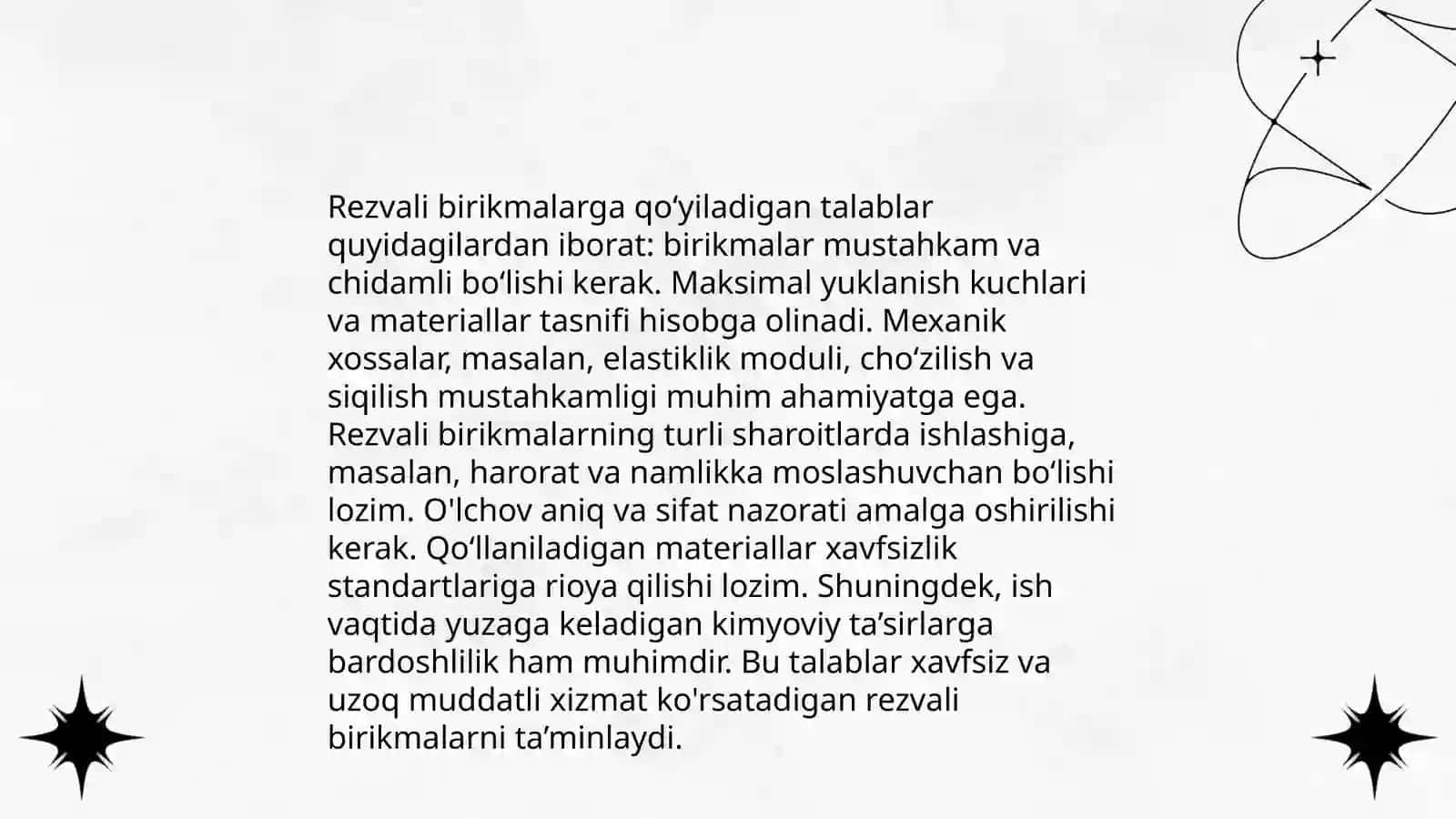 Rezvali birikmalarga qo'yiladigan talablar 3