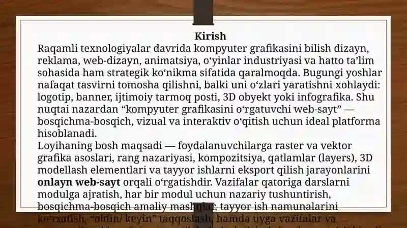 Kompyutergrafikasini o‘rgatuvchi web-sayt yaratish 3
