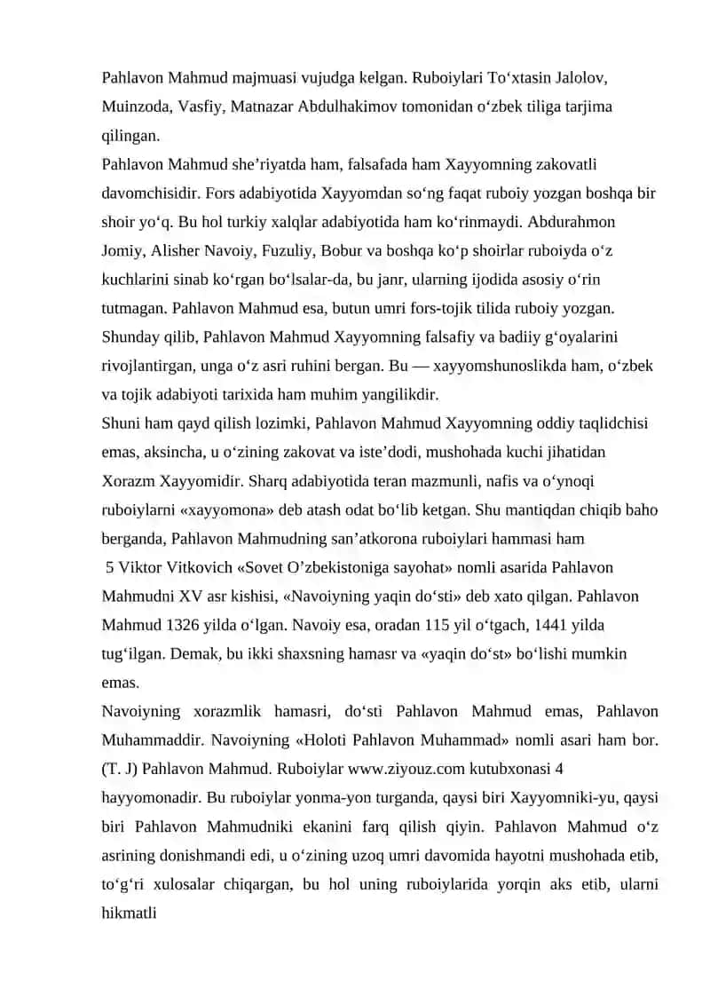 Pahlavon Mahmud ruboiylari tahlili 3
