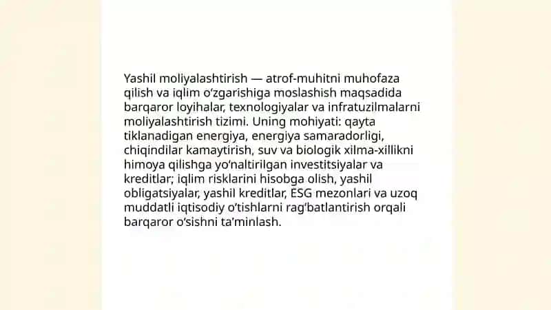 Yashil moliyalashtirish tushunchasi 3