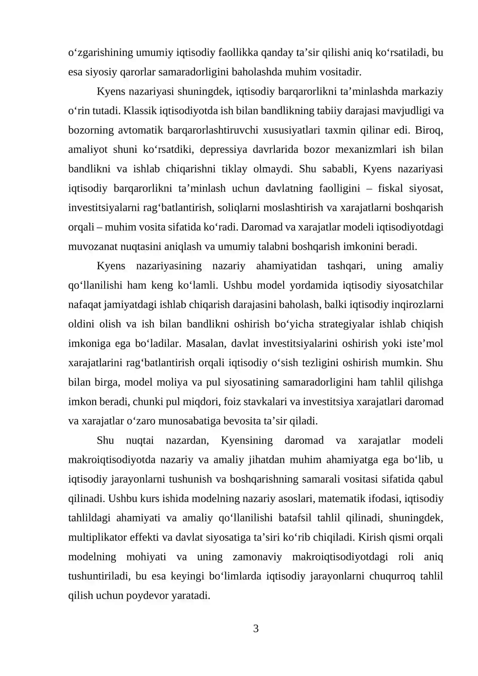 KYENSINING DAROMAD VA XARAJATLAR MODELI 3