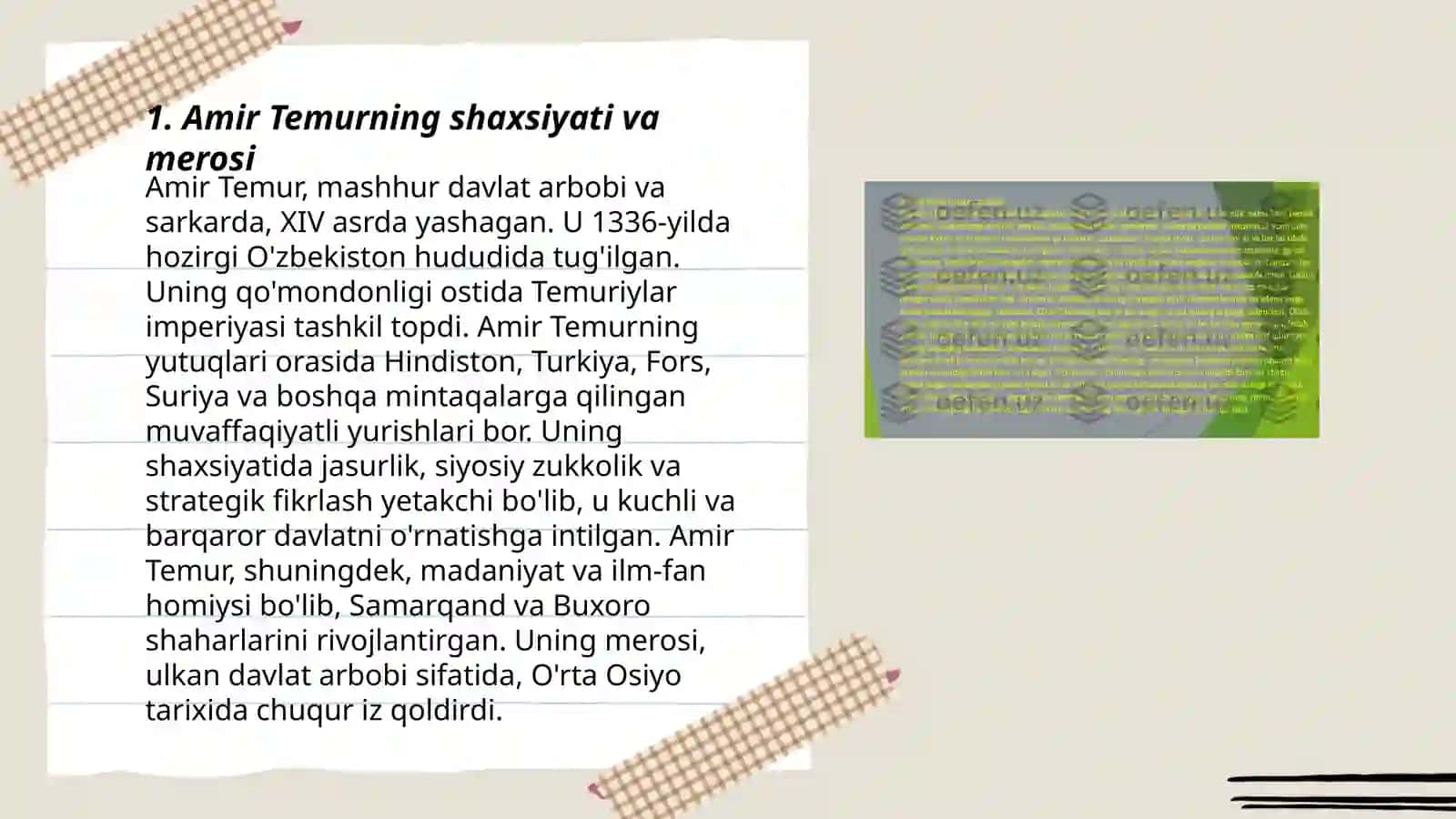 Amir temur o’gitlarining tarbiyaviy ahamiyati 3