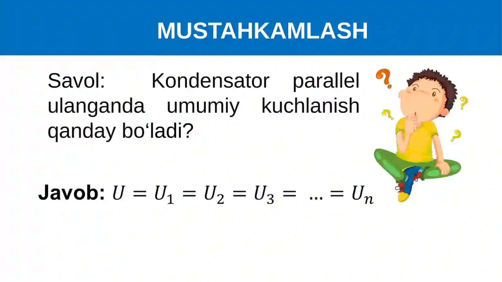 Kondensatorlar uchun masalalar yechish 3