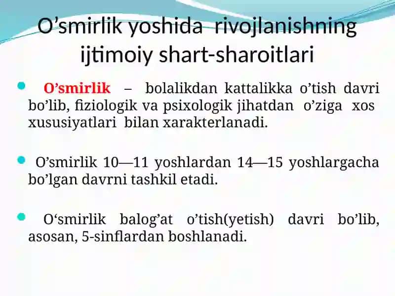 O’smirlikdavri 3