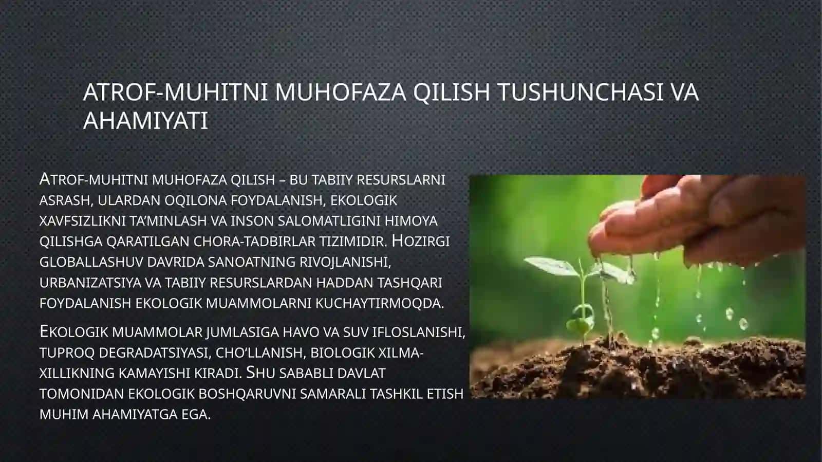 Reja: Atrof-muhitni muhofaza qilish 3